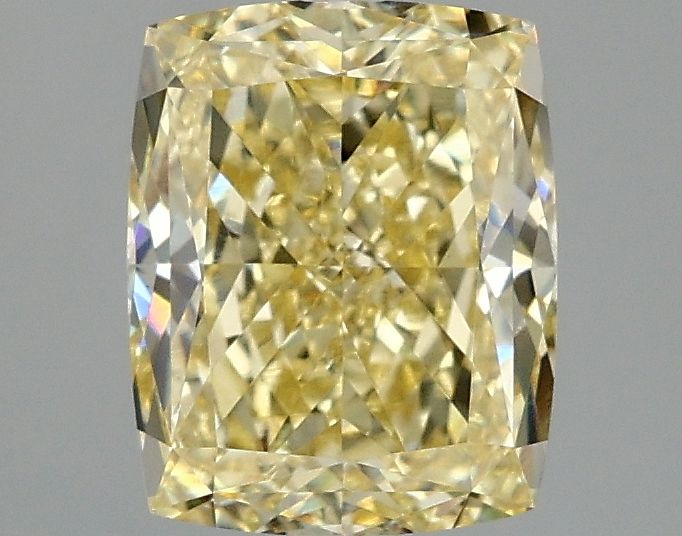 Lab-Grown Cushion Diamond - 2.1 Carats, Fancy Intense Yellow Color, VS1 Clarity - Certified by IGI - Report Number: LG671440451