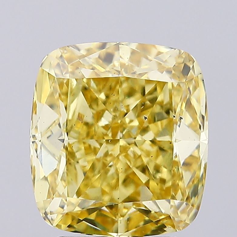 Lab-Grown Cushion Diamond - 3.45 Carats, Fancy Intense Yellow Color, VS2 Clarity - Certified by IGI - Report Number: LG623475069