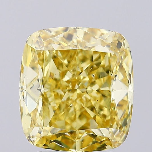 Lab-Grown Cushion Diamond - 3.45 Carats, Fancy Intense Yellow Color, VS2 Clarity - Certified by IGI - Report Number: LG623475069