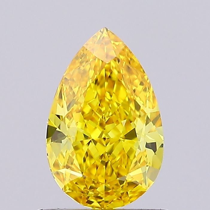 Lab-Grown Pear Diamond - 1.06 Carats, Fancy Vivid Yellow Color, VVS1 Clarity - Certified by IGI - Report Number: LG658478097