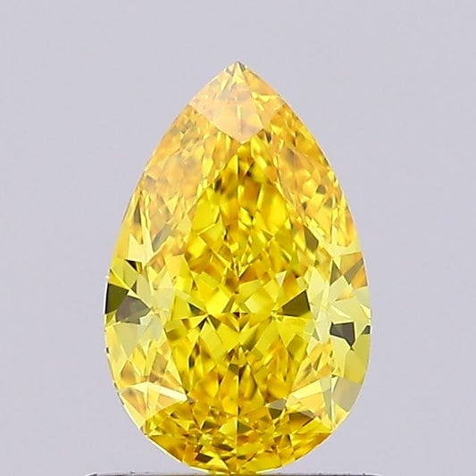 Lab-Grown Pear Diamond - 1.06 Carats, Fancy Vivid Yellow Color, VVS1 Clarity - Certified by IGI - Report Number: LG658478097