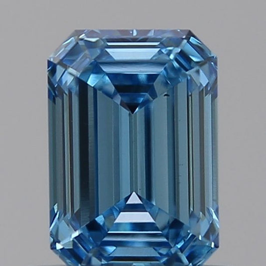 Lab-Grown Emerald Diamond - 0.72 Carats, Fancy Vivid Blue Color, VS1 Clarity - Certified by IGI - Report Number: LG585334775
