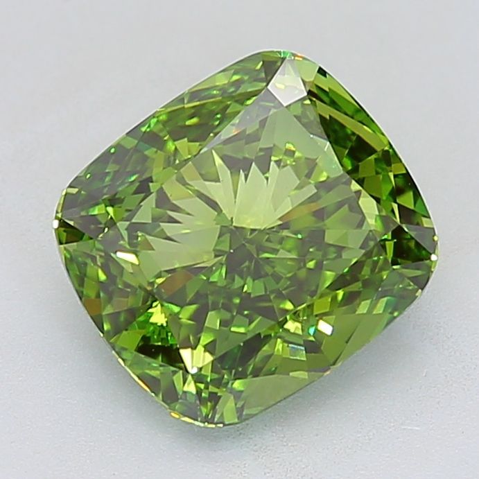 Lab-Grown Cushion Diamond - 5.02 Carats, Fancy Vivid Green Color, VS1 Clarity - Certified by IGI - Report Number: LG681566761