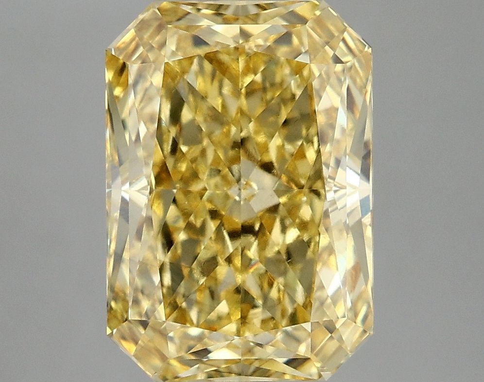 Lab-Grown Radiant Diamond - 5.09 Carats, Fancy Vivid Yellow Color, VS2 Clarity - Certified by IGI - Report Number: LG671440741