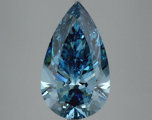 Lab-Grown Pear Diamond - 5.0 Carats, Fancy Vivid Blue Color, VS2 Clarity - Certified by IGI - Report Number: LG622494097