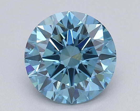 Lab-Grown Round Diamond - 1.5 Carats, Fancy Vivid Blue Color, VVS2 Clarity - Certified by IGI - Report Number: LG615361338