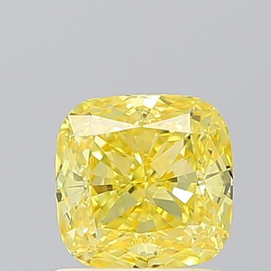 Lab-Grown Cushion Diamond - 1.01 Carats, Fancy Vivid Yellow Color, VVS2 Clarity - Certified by IGI - Report Number: LG674552715
