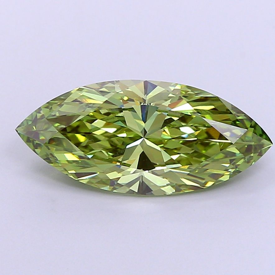 Lab-Grown Marquise Diamond - 2.8 Carats, Fancy Vivid Green Color, VS1 Clarity - Certified by IGI - Report Number: LG655436794