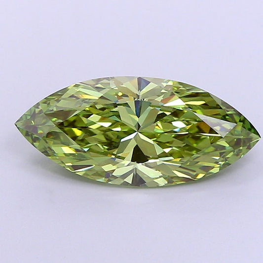 Lab-Grown Marquise Diamond - 2.8 Carats, Fancy Vivid Green Color, VS1 Clarity - Certified by IGI - Report Number: LG655436794