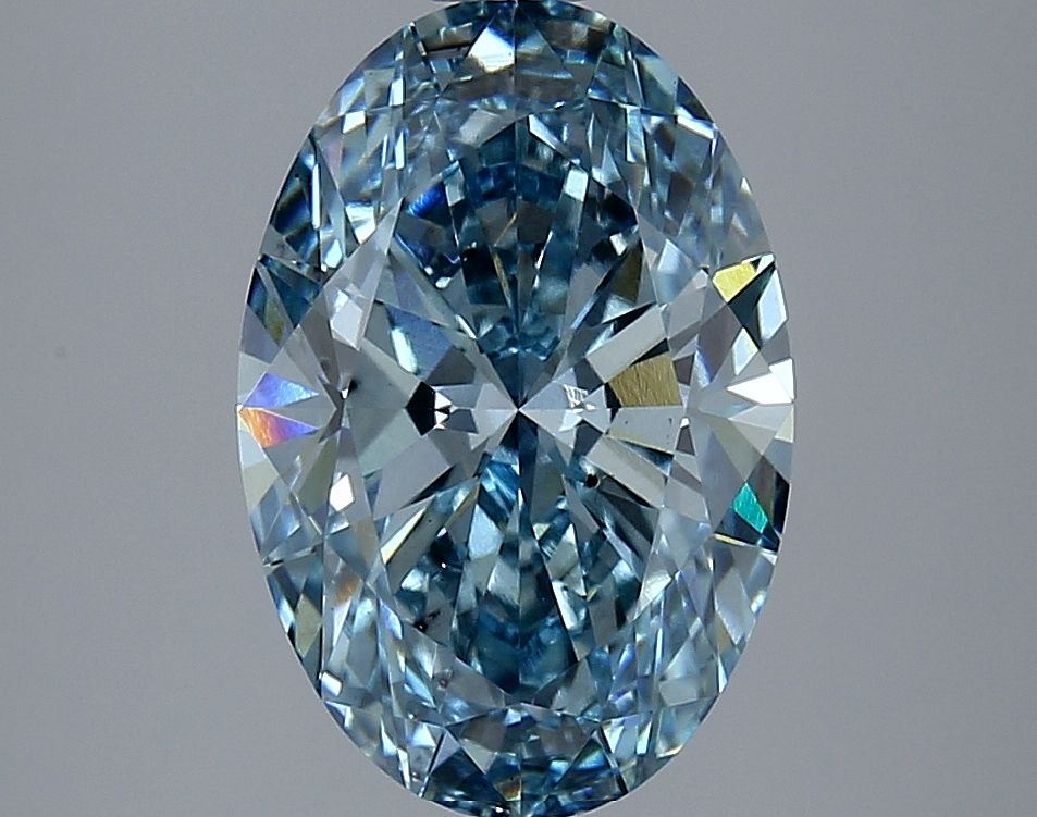 Lab-Grown Oval Diamond - 3.49 Carats, Fancy Vivid Blue Color, VS2 Clarity - Certified by IGI - Report Number: LG634426896