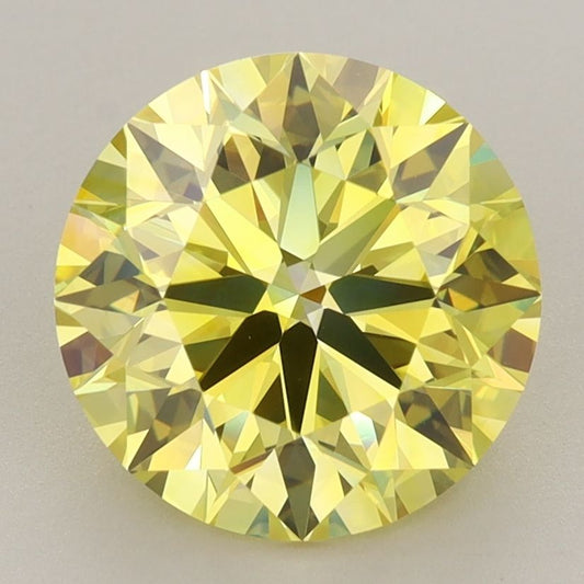 Lab-Grown Round Diamond - 3.51 Carats, Fancy Vivid Yellow Color, VVS2 Clarity - Certified by IGI - Report Number: LG636418521