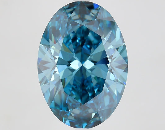 Lab-Grown Oval Diamond - 8.21 Carats, Fancy Vivid Blue Color, VVS2 Clarity - Certified by IGI - Report Number: LG683581960