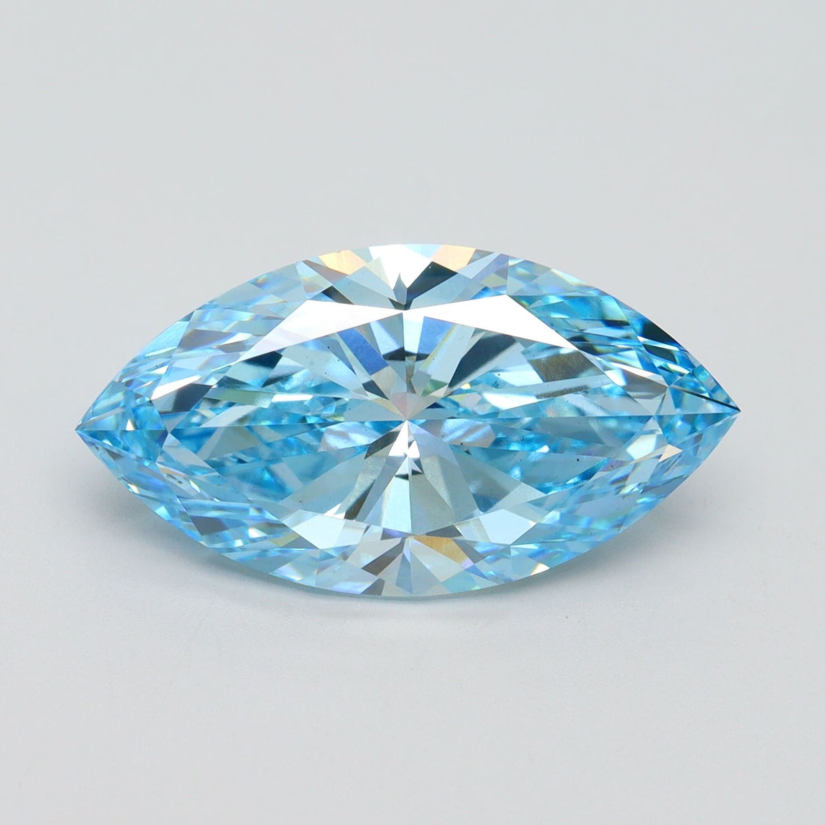 Lab-Grown Marquise Diamond - 6.31 Carats, Fancy Vivid Blue Color, VS1 Clarity - Certified by IGI - Report Number: LG607348685