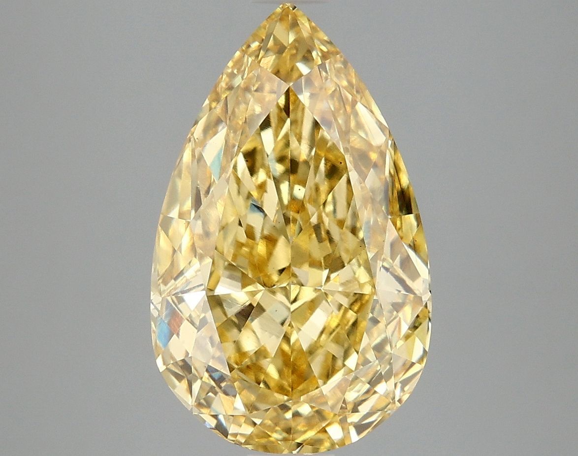 Lab-Grown Pear Diamond - 4.1 Carats, Fancy Vivid Yellow Color, VS2 Clarity - Certified by IGI - Report Number: LG670470221