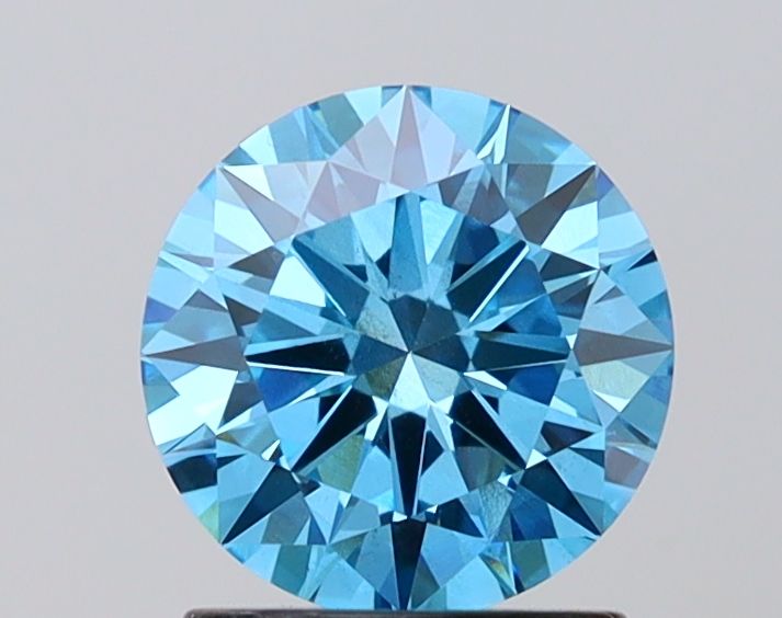 Lab-Grown Round Diamond - 1.33 Carats, Fancy Vivid Blue Color, VS2 Clarity - Certified by IGI - Report Number: LG686502733