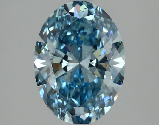Lab-Grown Oval Diamond - 2.03 Carats, Fancy Vivid Blue Color, VS2 Clarity - Certified by IGI - Report Number: LG635470030