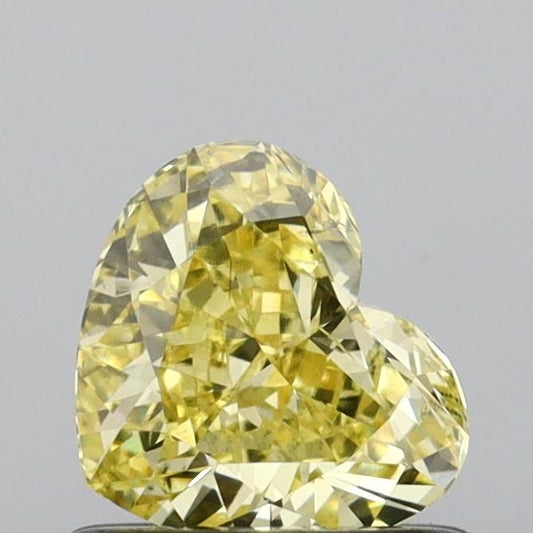 Lab-Grown Heart Diamond - 0.71 Carats, Fancy Intense Yellow Color, VS2 Clarity - Certified by IGI - Report Number: LG642407447