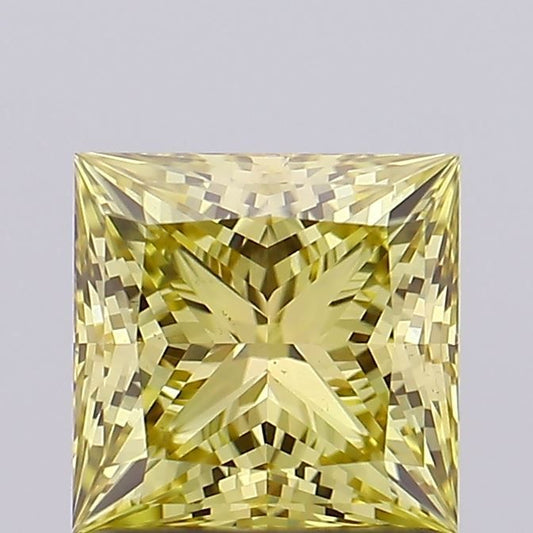 Lab-Grown Princess Diamond - 1.0 Carats, Fancy Vivid Yellow Color, VS1 Clarity - Certified by IGI - Report Number: LG689525815