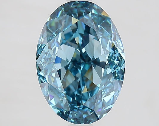 Lab-Grown Oval Diamond - 3.01 Carats, Fancy Vivid Blue Color, VVS2 Clarity - Certified by IGI - Report Number: LG681516423