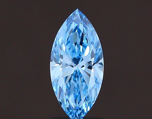 Lab-Grown Marquise Diamond - 1.14 Carats, Fancy Vivid Blue Color, VS1 Clarity - Certified by IGI - Report Number: LG665420422