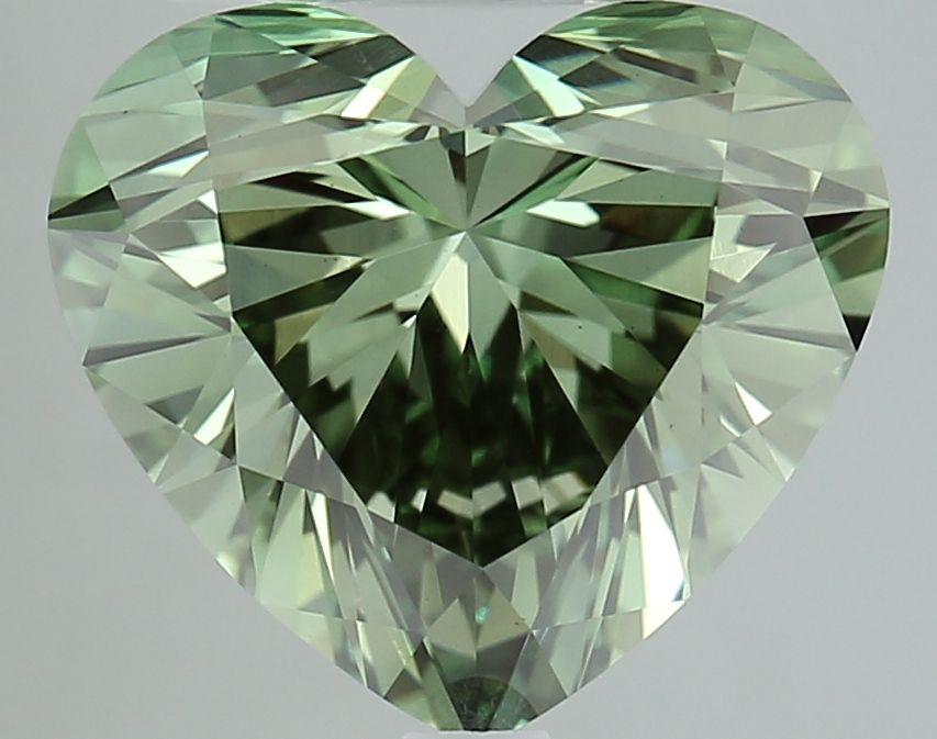 Lab-Grown Heart Diamond - 3.03 Carats, Fancy Vivid Green Color, VS1 Clarity - Certified by IGI - Report Number: LG639446726