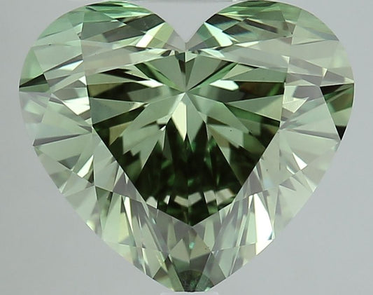 Lab-Grown Heart Diamond - 3.03 Carats, Fancy Vivid Green Color, VS1 Clarity - Certified by IGI - Report Number: LG639446726