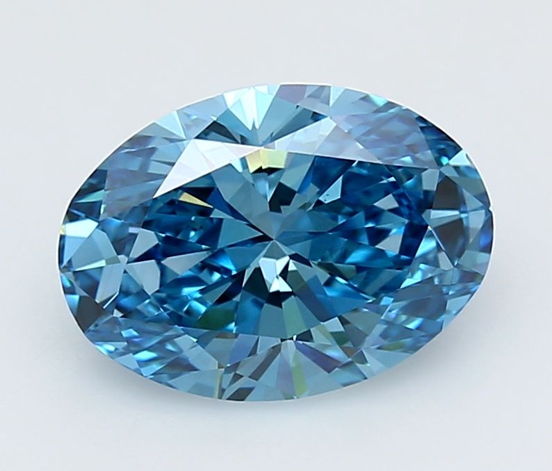Lab-Grown Oval Diamond - 3.01 Carats, Fancy Vivid Blue Color, VS1 Clarity - Certified by IGI - Report Number: LG670445082