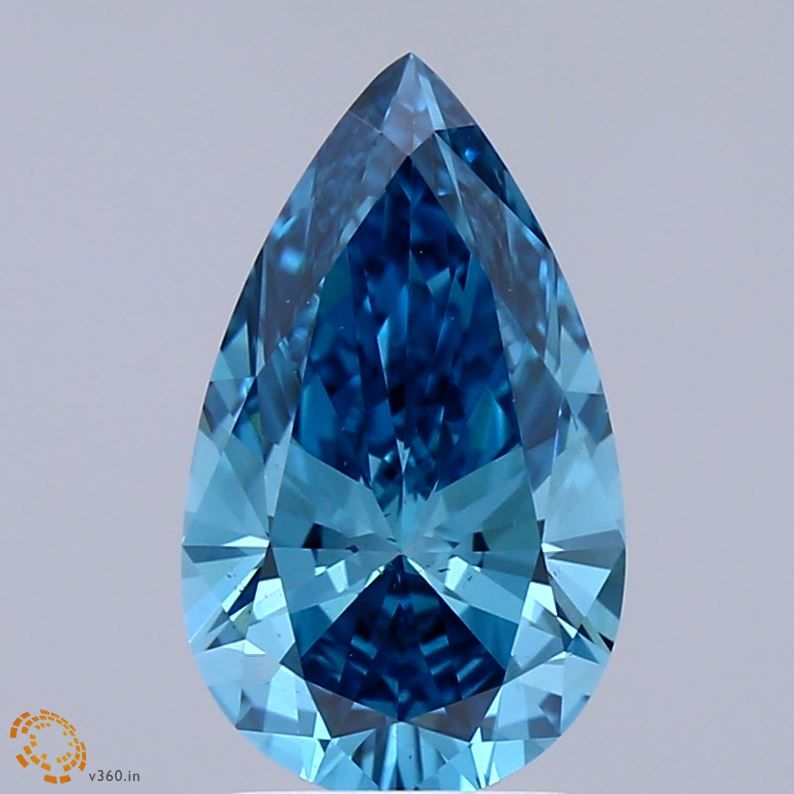 Lab-Grown Pear Diamond - 2.0 Carats, Fancy Vivid Blue Color, VS2 Clarity - Certified by IGI - Report Number: LG671484884