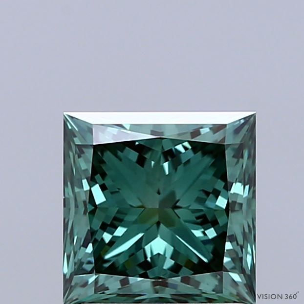Lab-Grown Princess Diamond - 1.5 Carats, Fancy Vivid Green Color, VS1 Clarity - Certified by IGI - Report Number: LG683539596