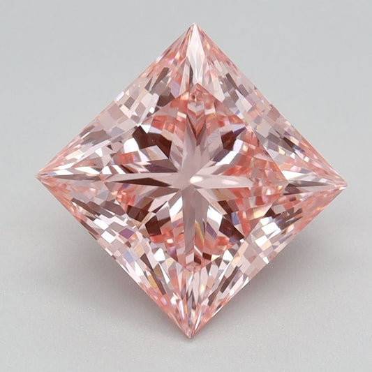 Lab-Grown Princess Diamond - 2.08 Carats, Fancy Intense Pink Color, VVS2 Clarity - Certified by IGI - Report Number: LG576358858