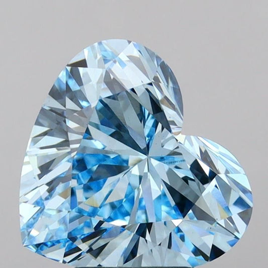 Lab-Grown Heart Diamond - 4.02 Carats, Fancy Vivid Blue Color, VS1 Clarity - Certified by IGI - Report Number: LG648472865
