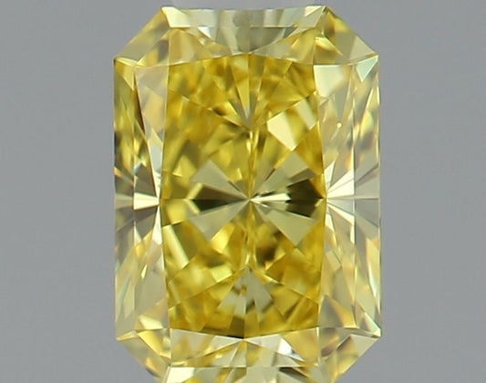 Lab-Grown Radiant Diamond - 0.52 Carats, Fancy Vivid Yellow Color, VVS1 Clarity - Certified by IGI - Report Number: LG634488992