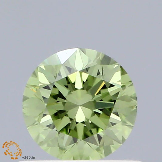 Lab-Grown Round Diamond - 0.62 Carats, Fancy Vivid Green Color, VVS2 Clarity - Certified by IGI - Report Number: LG662479886
