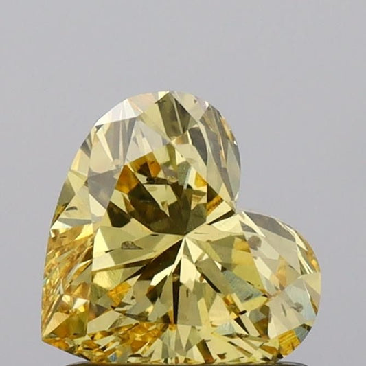 Lab-Grown Heart Diamond - 1.04 Carats, Fancy Vivid Yellow Color, SI2 Clarity - Certified by IGI - Report Number: LG645474203
