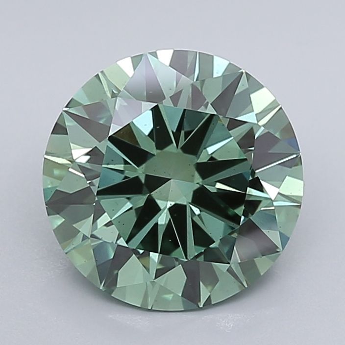 Lab-Grown Round Diamond - 3.09 Carats, Fancy Vivid Green Color, VS2 Clarity - Certified by IGI - Report Number: LG632458035