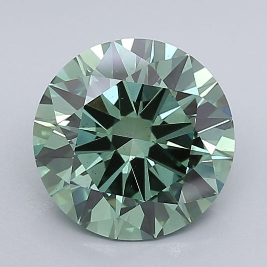 Lab-Grown Round Diamond - 3.09 Carats, Fancy Vivid Green Color, VS2 Clarity - Certified by IGI - Report Number: LG632458035