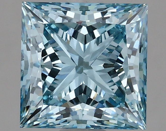 Lab-Grown Princess Diamond - 2.62 Carats, Fancy Vivid Blue Color, VVS2 Clarity - Certified by IGI - Report Number: LG625443109