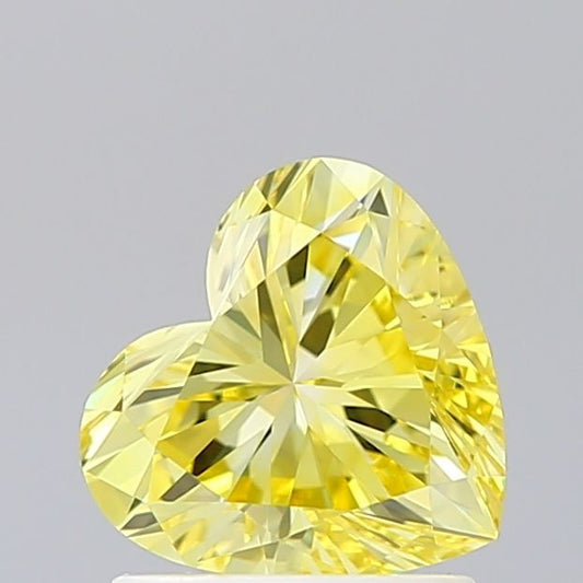 Lab-Grown Heart Diamond - 1.17 Carats, Fancy Vivid Yellow Color, VVS2 Clarity - Certified by IGI - Report Number: LG625435390