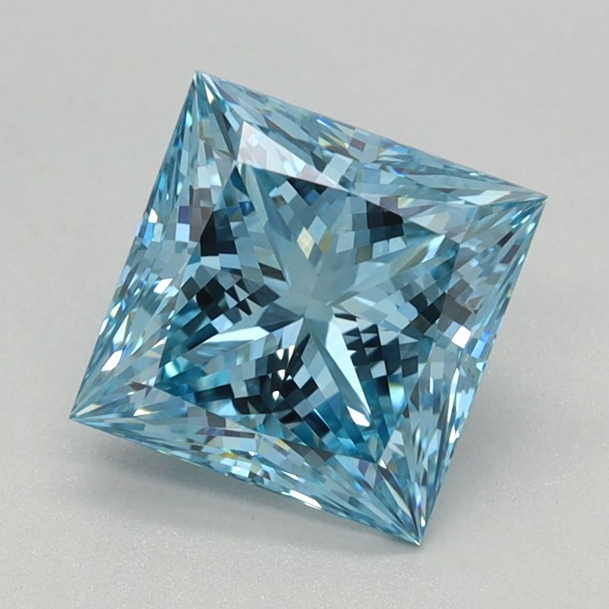 Lab-Grown Princess Diamond - 1.58 Carats, Fancy Vivid Blue Color, VVS2 Clarity - Certified by IGI - Report Number: LG660492583