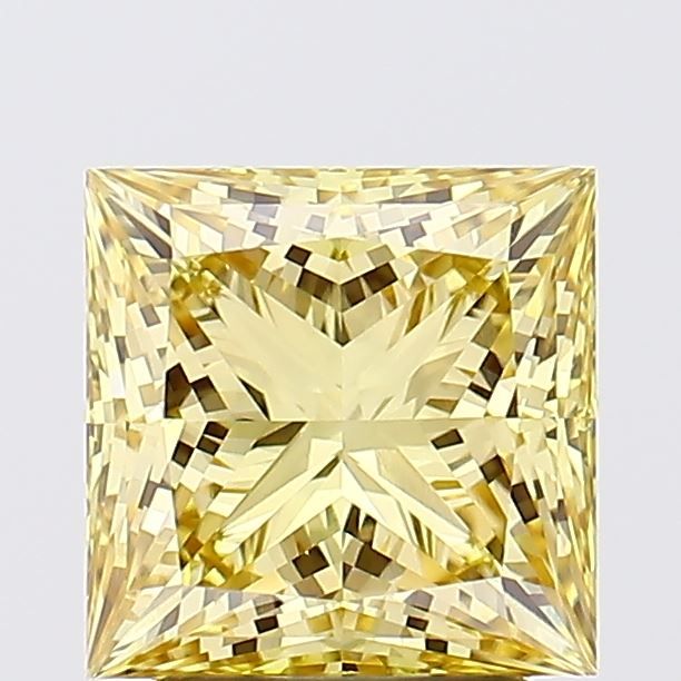 Lab-Grown Princess Diamond - 2.51 Carats, Fancy Vivid Yellow Color, VVS2 Clarity - Certified by IGI - Report Number: LG652498589