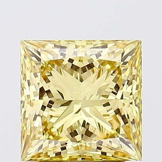 Lab-Grown Princess Diamond - 2.51 Carats, Fancy Vivid Yellow Color, VVS2 Clarity - Certified by IGI - Report Number: LG652498589