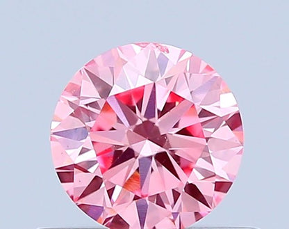 Lab-Grown Round Diamond - 0.5 Carats, Fancy Vivid Pink Color, SI1 Clarity - Certified by IGI - Report Number: LG677560249