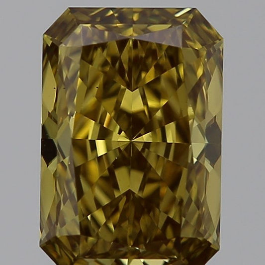 Lab-Grown Radiant Diamond - 1.3 Carats, Fancy Vivid Brownish Yellow Color, VS1 Clarity - Certified by IGI - Report Number: LG607399175