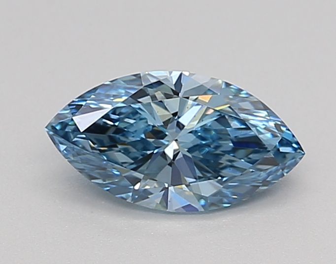 Lab-Grown Marquise Diamond - 0.6 Carats, Fancy Vivid Blue Color, VS1 Clarity - Certified by IGI - Report Number: LG631429900