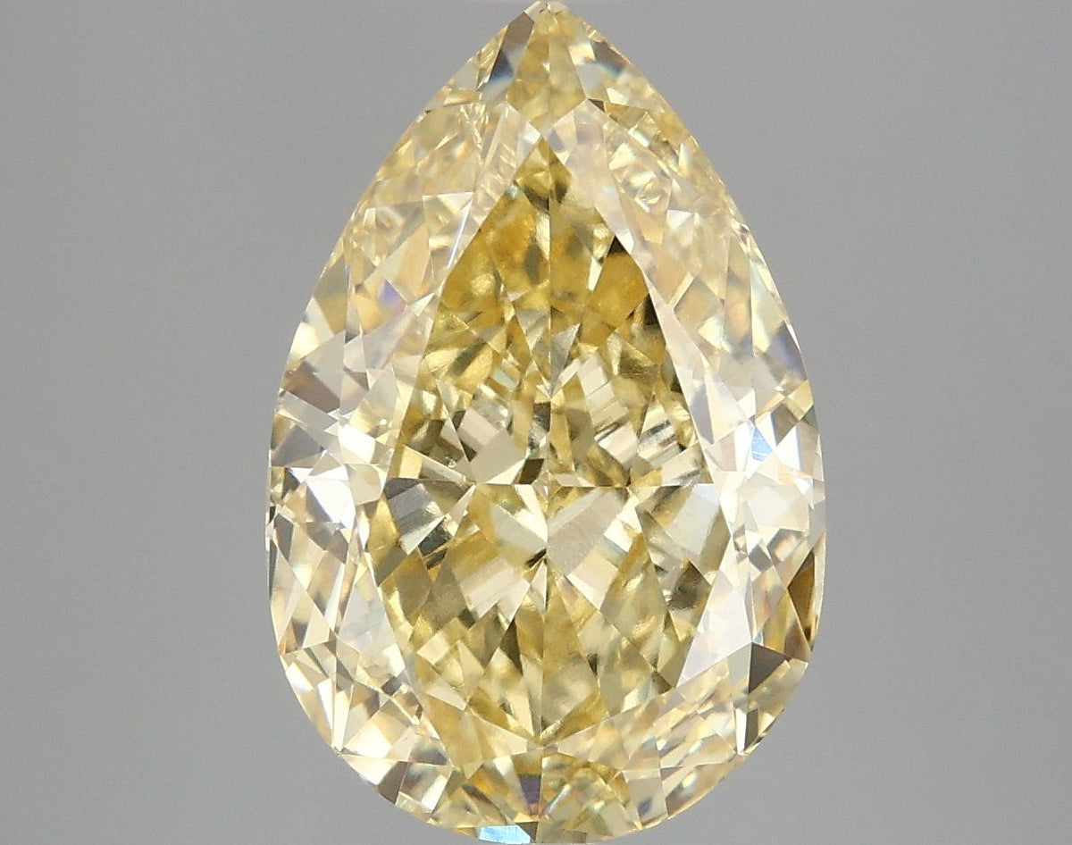 Lab-Grown Pear Diamond - 4.02 Carats, Fancy Intense Yellow Color, VVS2 Clarity - Certified by IGI - Report Number: LG663405905