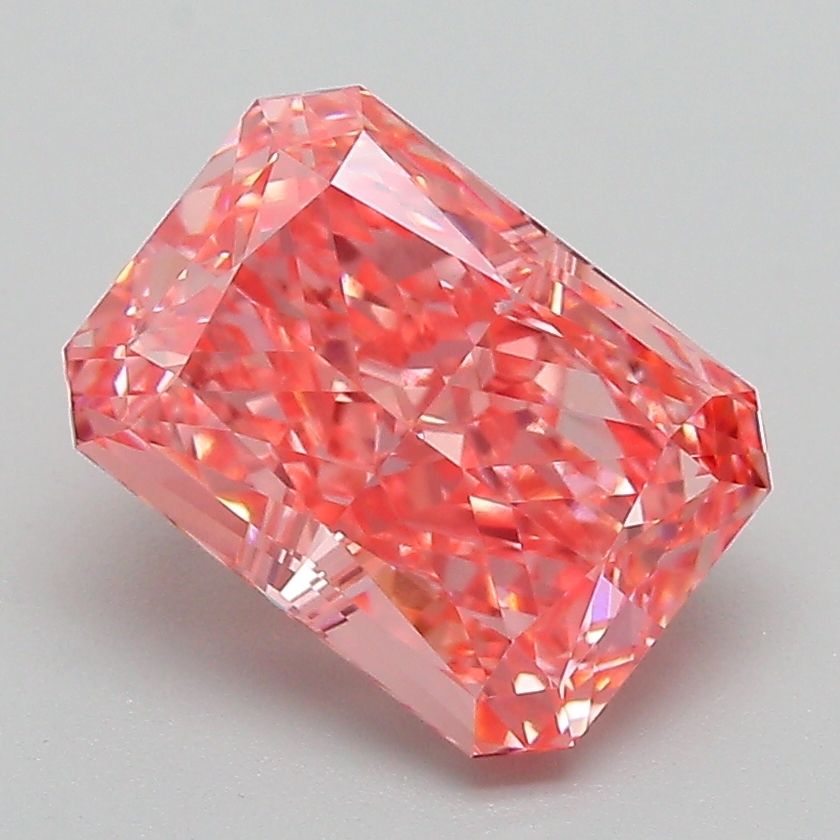 Lab-Grown Radiant Diamond - 2.55 Carats, Fancy Vivid Pink Color, VVS2 Clarity - Certified by IGI - Report Number: LG670419072
