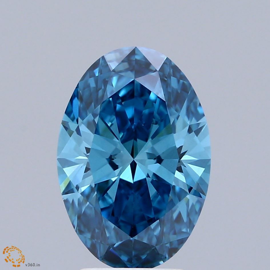 Lab-Grown Oval Diamond - 3.0 Carats, Fancy Vivid Blue Color, VS1 Clarity - Certified by IGI - Report Number: LG673407099
