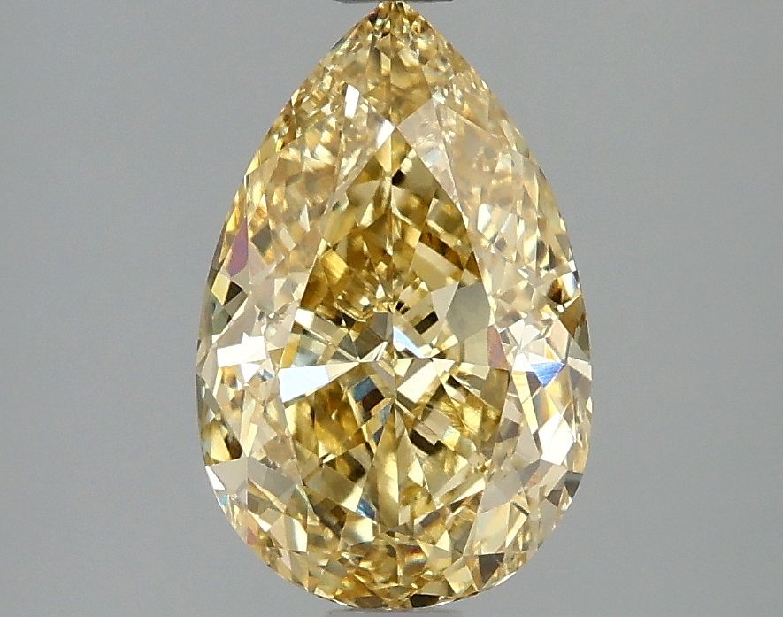 Lab-Grown Pear Diamond - 2.06 Carats, Fancy Vivid Yellow Color, VVS2 Clarity - Certified by IGI - Report Number: LG665430702