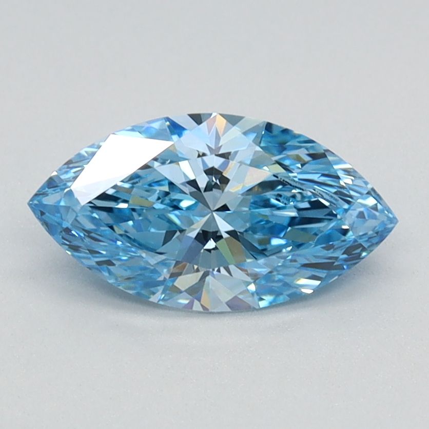 Lab-Grown Marquise Diamond - 0.78 Carats, Fancy Vivid Blue Color, VVS2 Clarity - Certified by IGI - Report Number: LG626424597