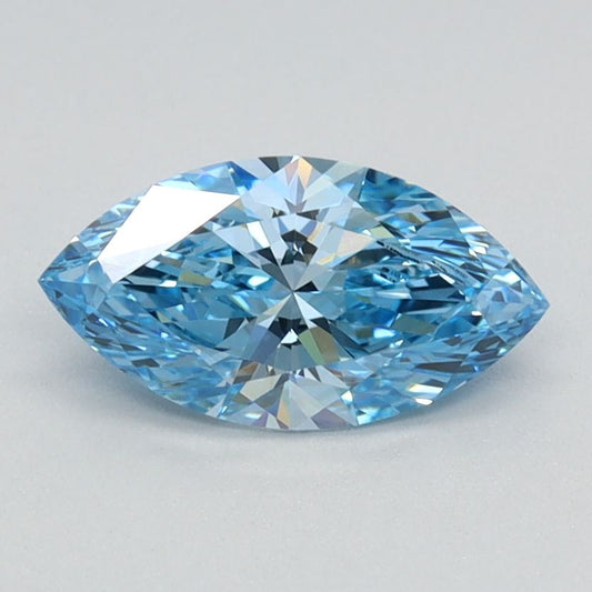 Lab-Grown Marquise Diamond - 0.78 Carats, Fancy Vivid Blue Color, VVS2 Clarity - Certified by IGI - Report Number: LG626424597